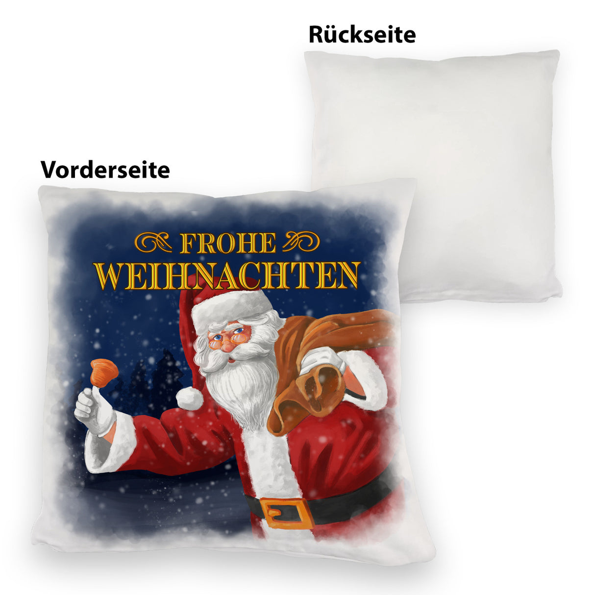 Traditioneller Weihnachtsmann Kissen mit Spruch Frohe Weihnachten