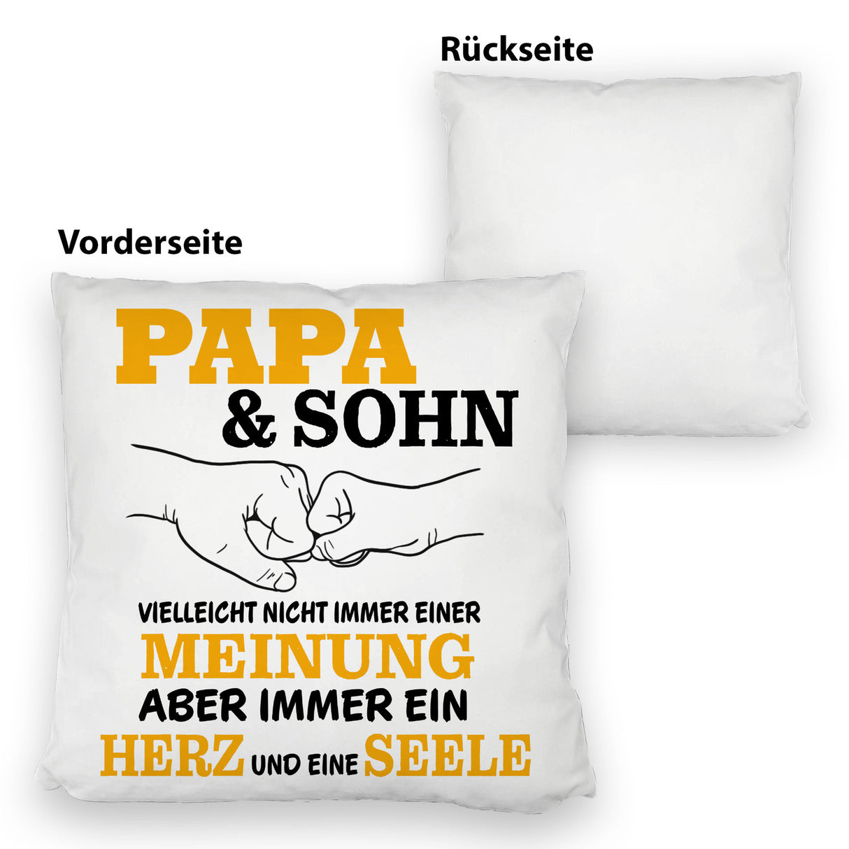 Papa & Sohn Kissen mit Spruch Ein Herz und eine Seele