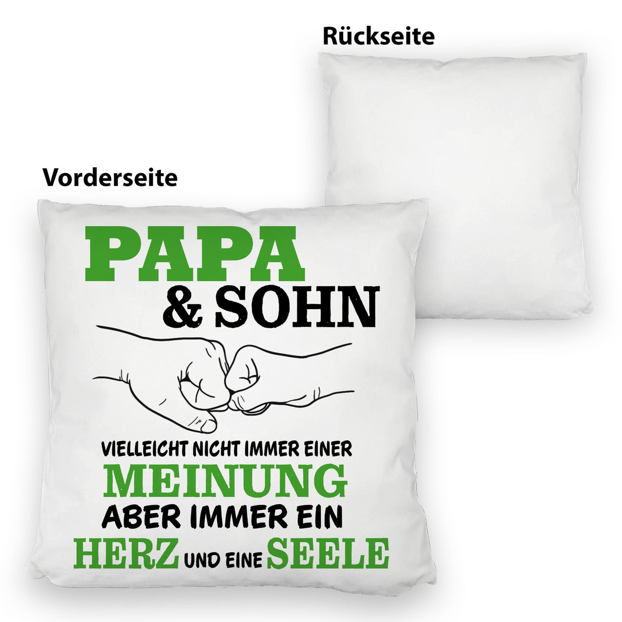 Papa & Sohn Kissen mit Spruch Ein Herz und eine Seele