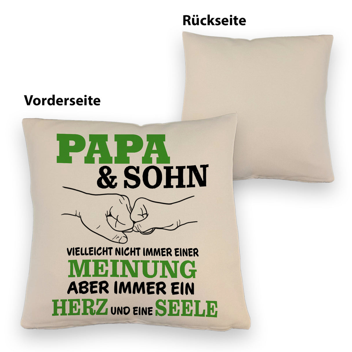 Papa & Sohn Kissen mit Spruch Ein Herz und eine Seele