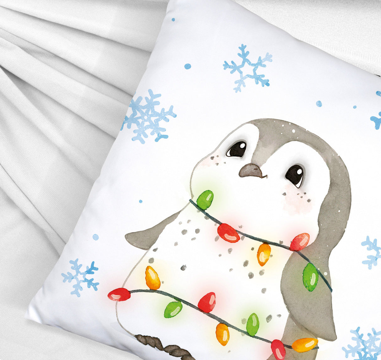 Pinguin mit roter Mütze Kissen