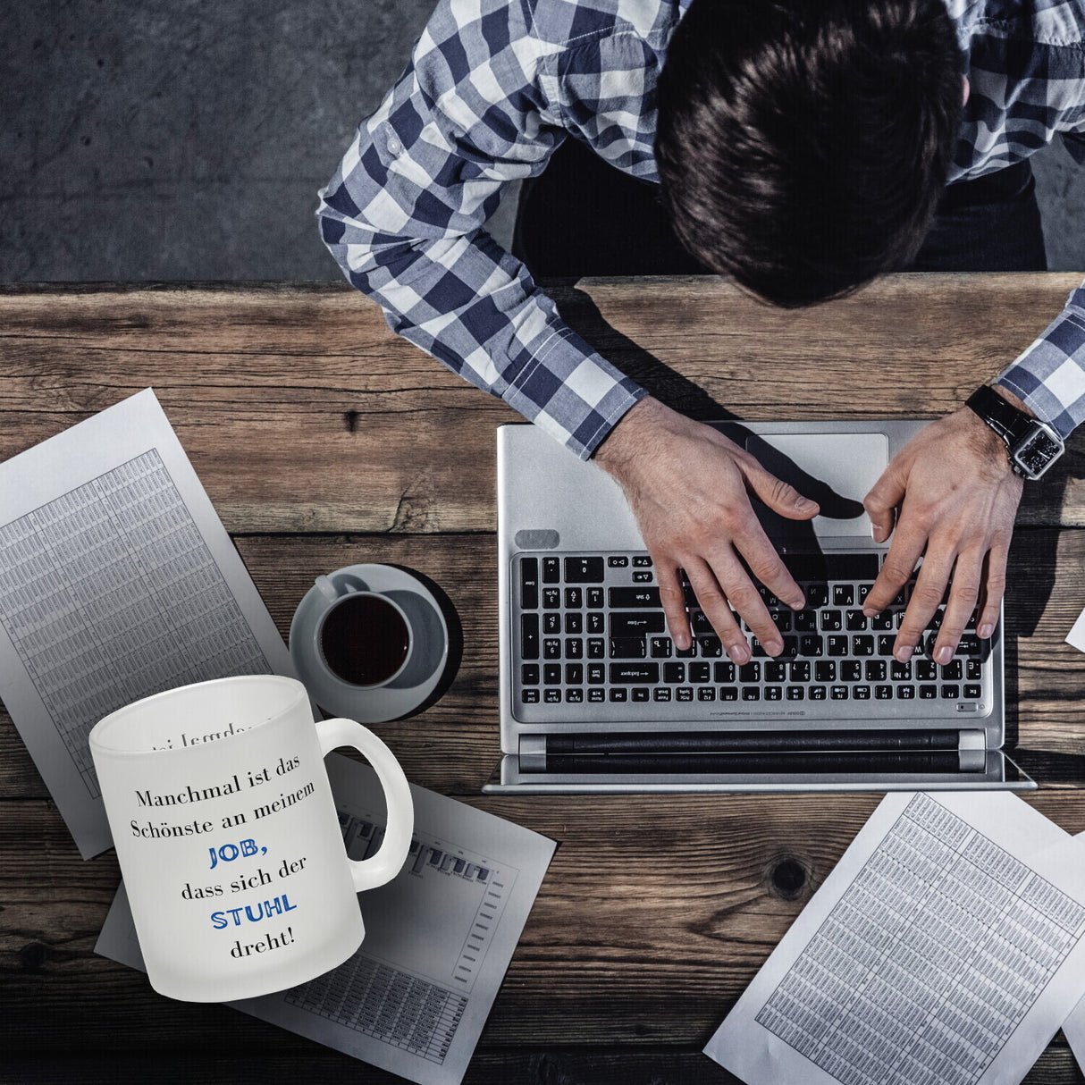 Highlight meines Jobs Kaffeebecher mit Spruch