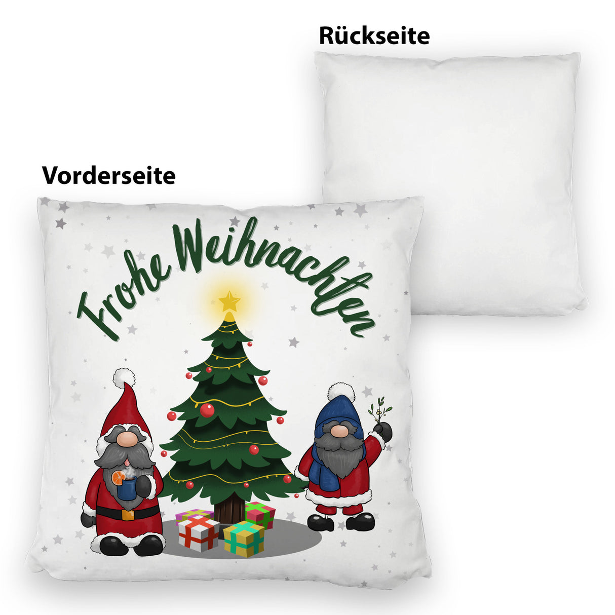 Weihnachtswichtel Kissen mit Spruch Frohe Weihnachten