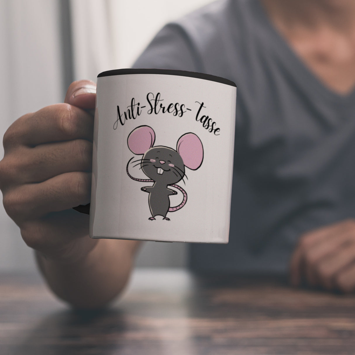 Anti-Stress Maus Kaffeebecher mit Spruch