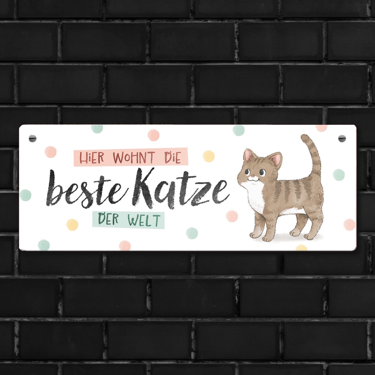 Beste Katze der Welt Metallschild mit oranger Katze und Spruch
