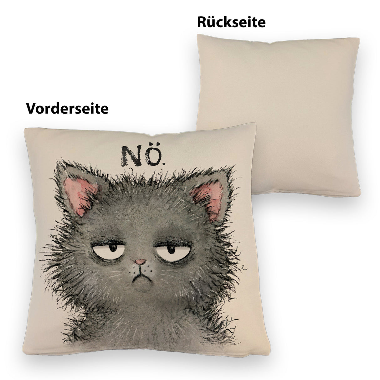 Genervte Katze Kissen mit Spruch Nö