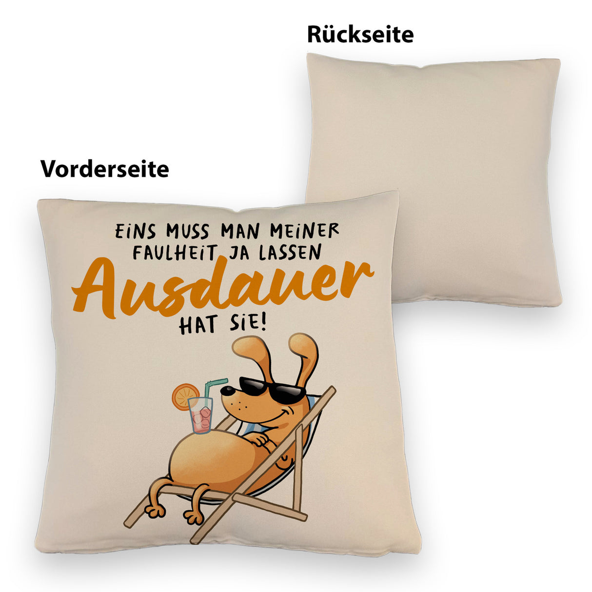 Fauler Hund Kissen mit Spruch Meine Faulheit hat Ausdauer