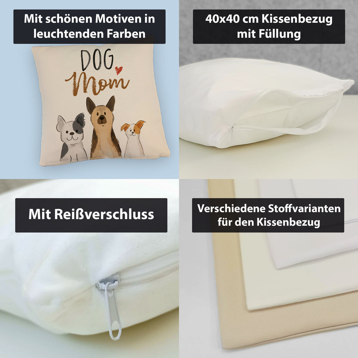 Dog Mom Kissen mit Spruch