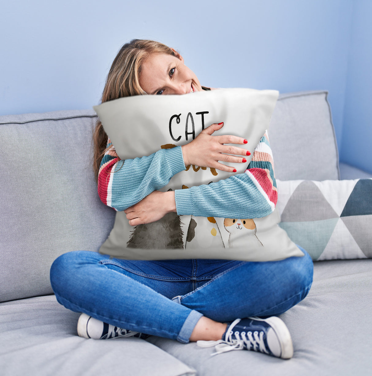 Cat Mom Kissen mit Spruch