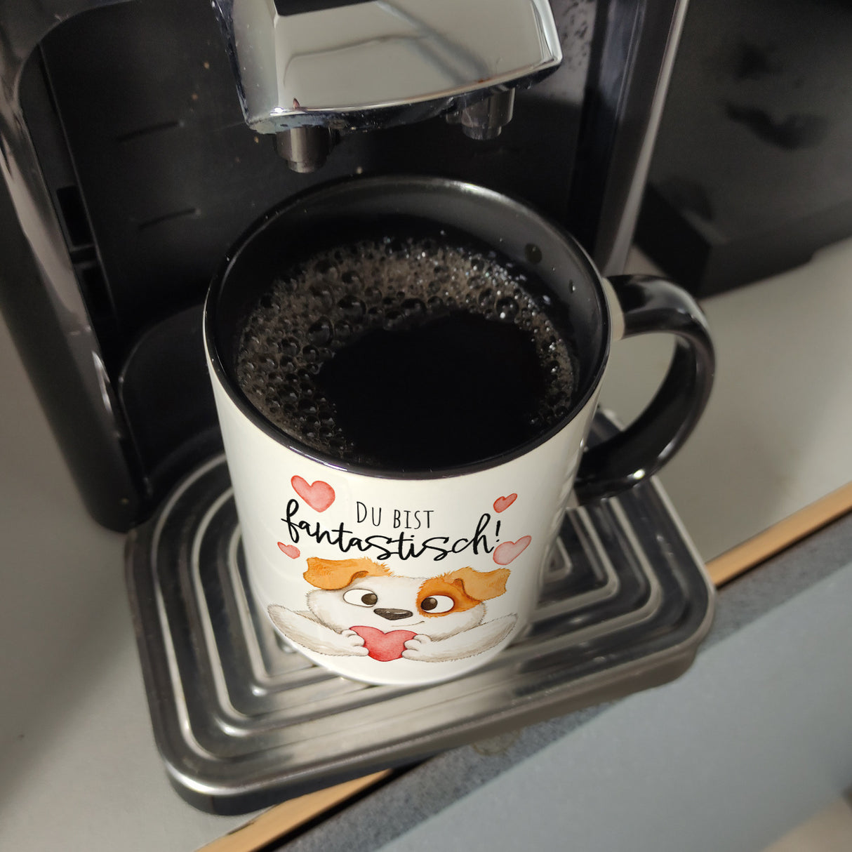 Hund Kaffeebecher mit Spruch Du bist fantastisch