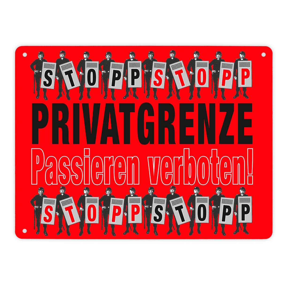 Privatgrenze Metallschild in 15x20 cm mit Spruch Passieren verboten