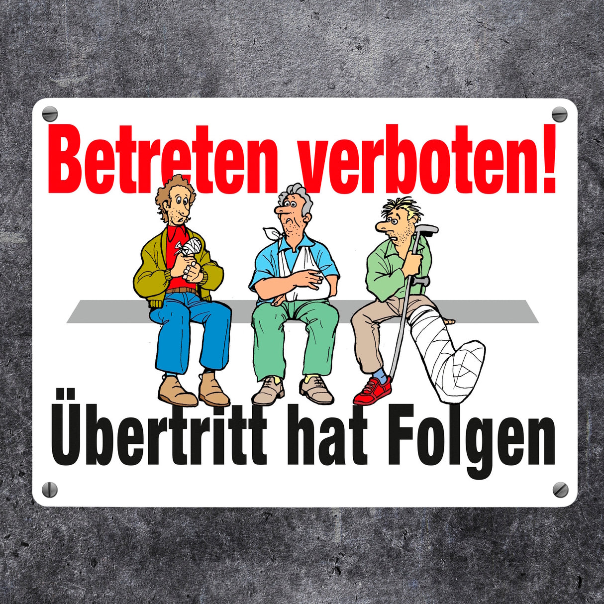 Betreten verboten Metallschild in 15x20 cm mit Spruch Übertritt hat Folgen