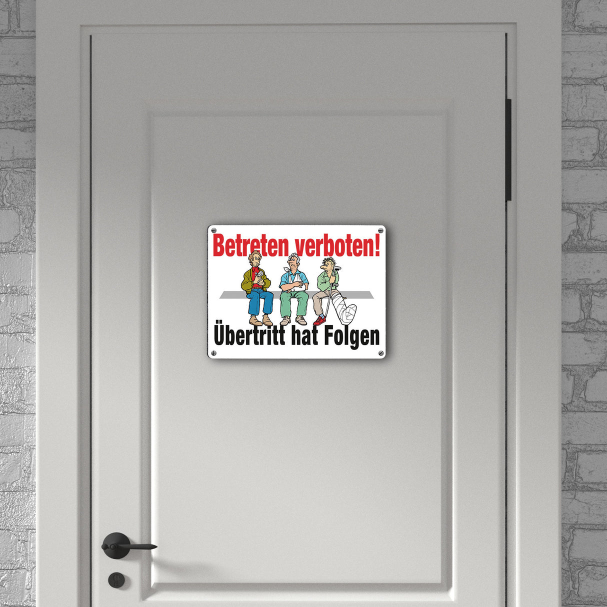 Betreten verboten Metallschild in 15x20 cm mit Spruch Übertritt hat Folgen
