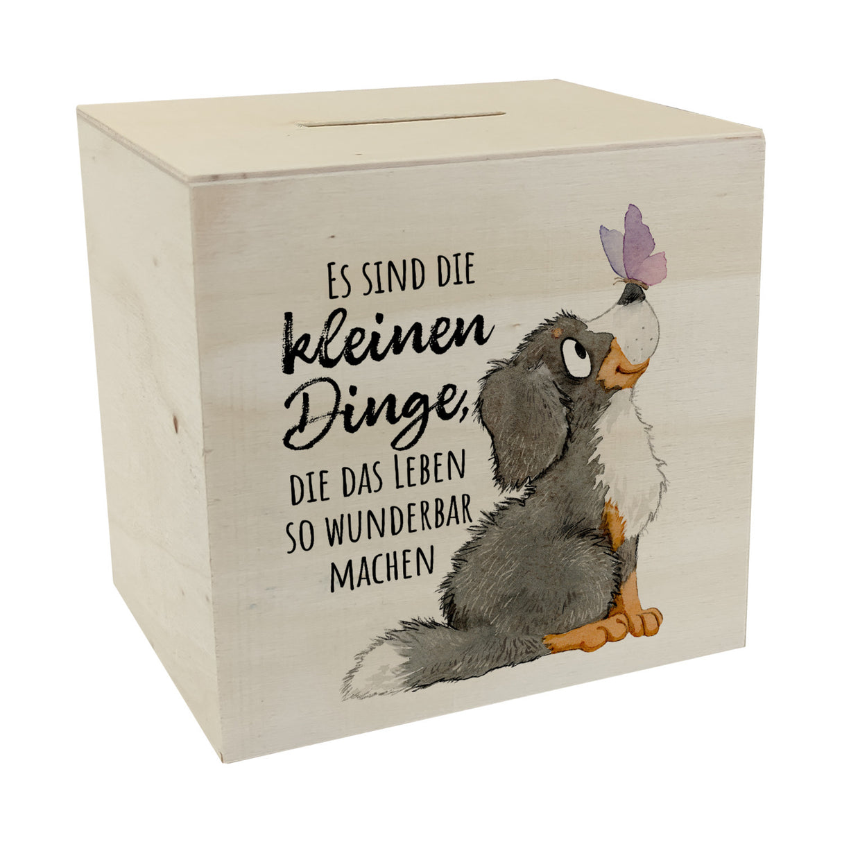 Hund Spardose mit Spruch Die kleinen Dinge machen das Leben so wunderbar