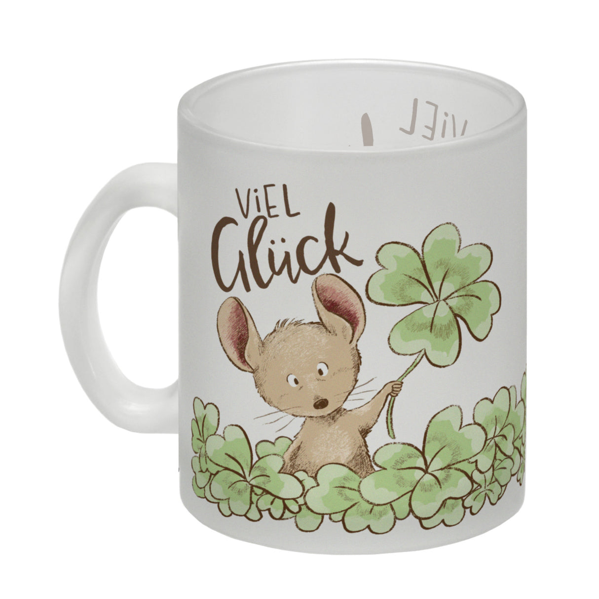 Maus Kaffeebecher mit Spruch Viel Glück