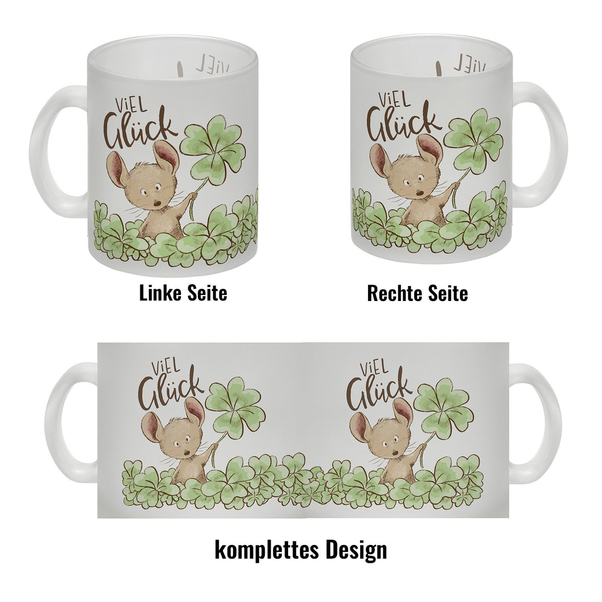 Maus Kaffeebecher mit Spruch Viel Glück
