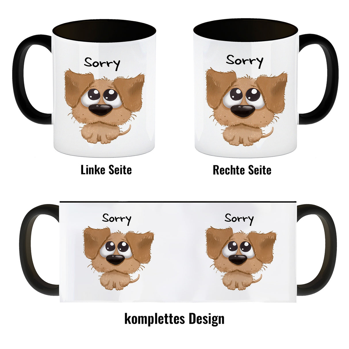 Hund Kaffeebecher mit Spruch Sorry