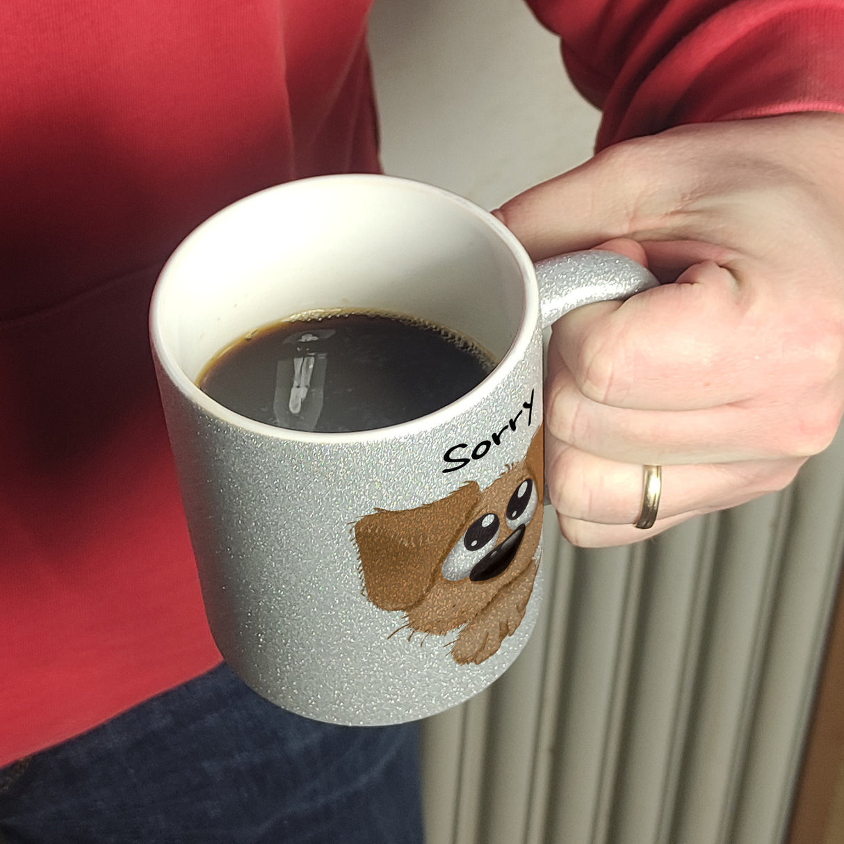 Hund Kaffeebecher mit Spruch Sorry