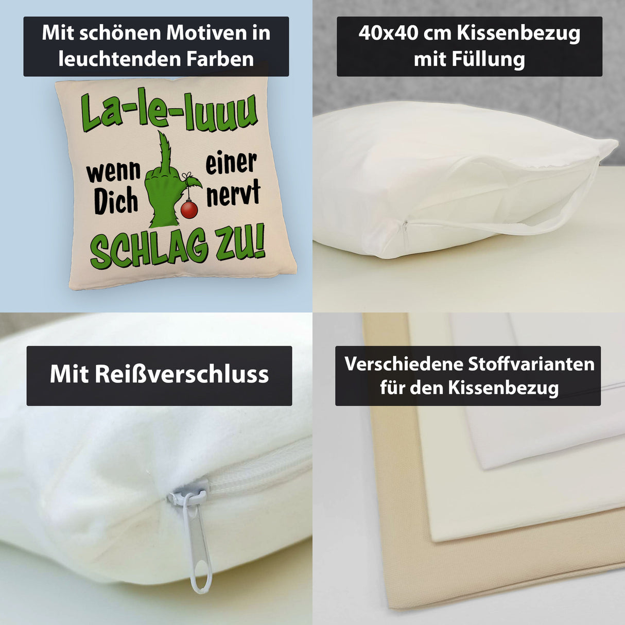 La-le-luuu Kissen mit Spruch Wenn Dich einer nervt schlag zu