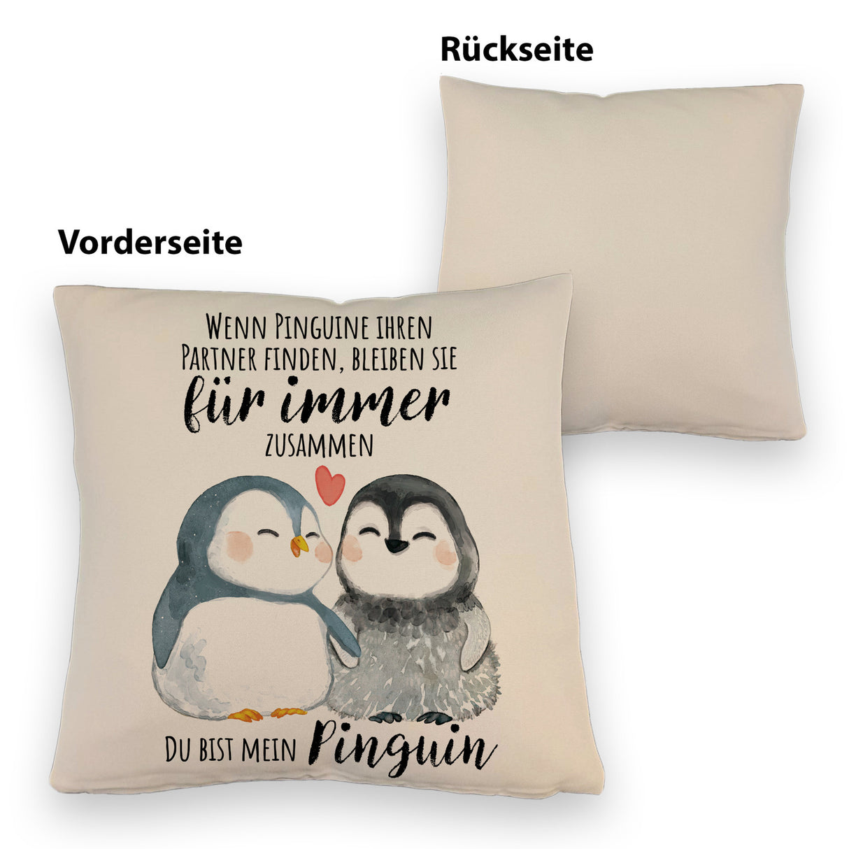 Pinguinpärchen Kissen mit Spruch Du bist mein Pinguin