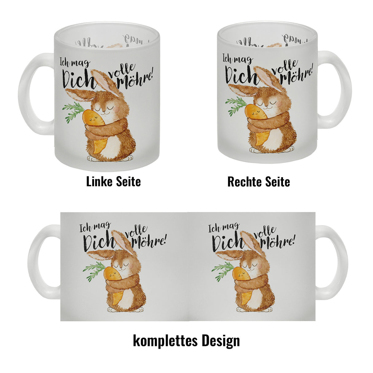 Hase Kaffeebecher mit Spruch Ich mag dich volle Möhre