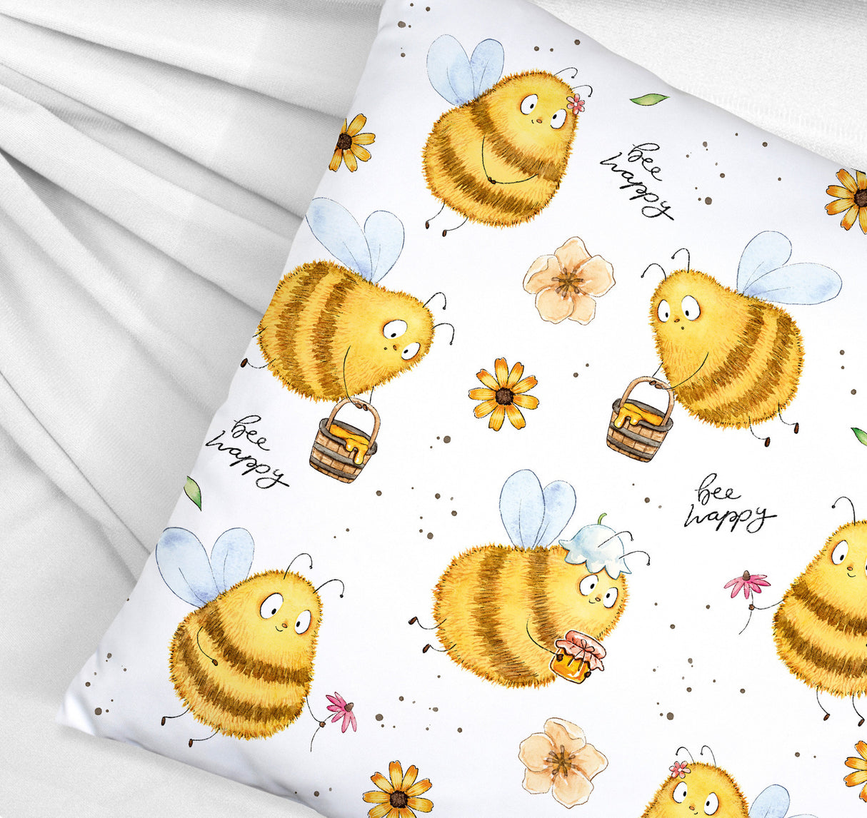 Pummel Biene Kissen mit Spruch Bee happy