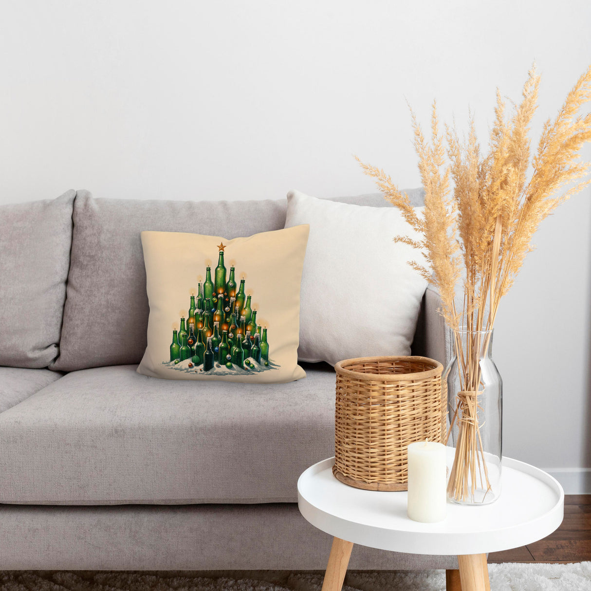 Weihnachtsbaum aus Bierflaschen Kissen