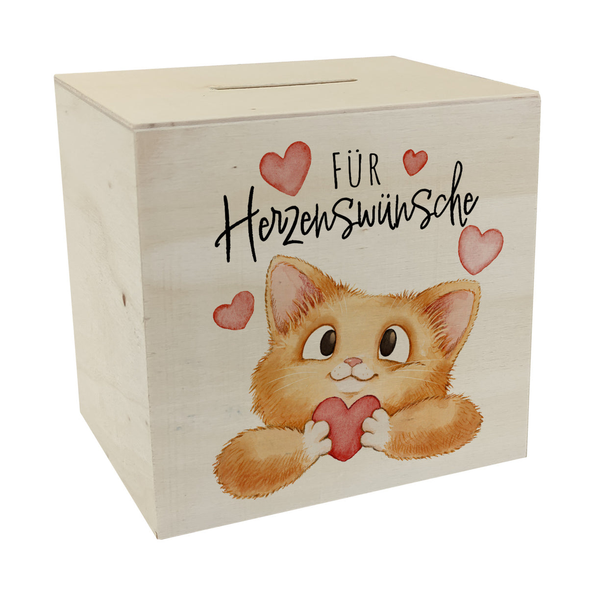 Katze Spardose mit Spruch Für Herzenswünsche