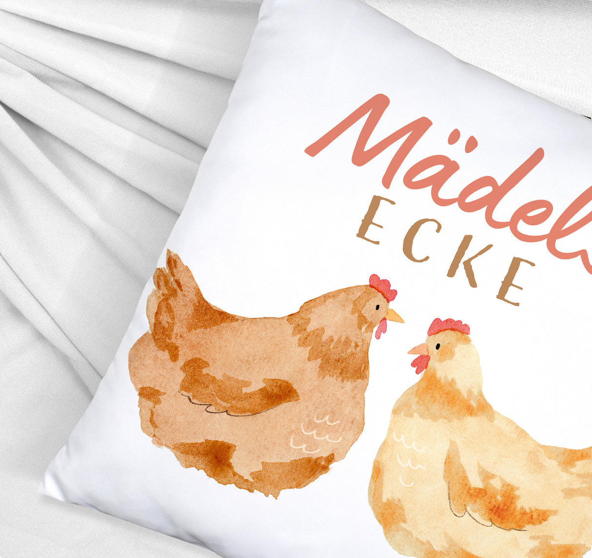 Hühner Kissen mit Spruch Mädelsecke