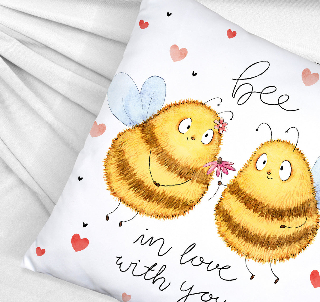 Pummel Biene Kissen mit Spruch Bee in love with you