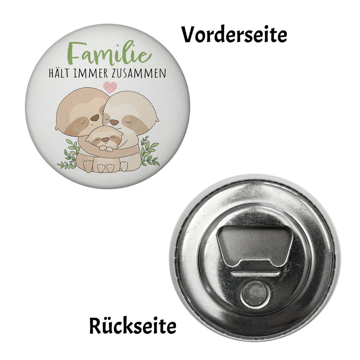 Faultier Magnet rund rund mit Spruch Familie hält immer zusammen
