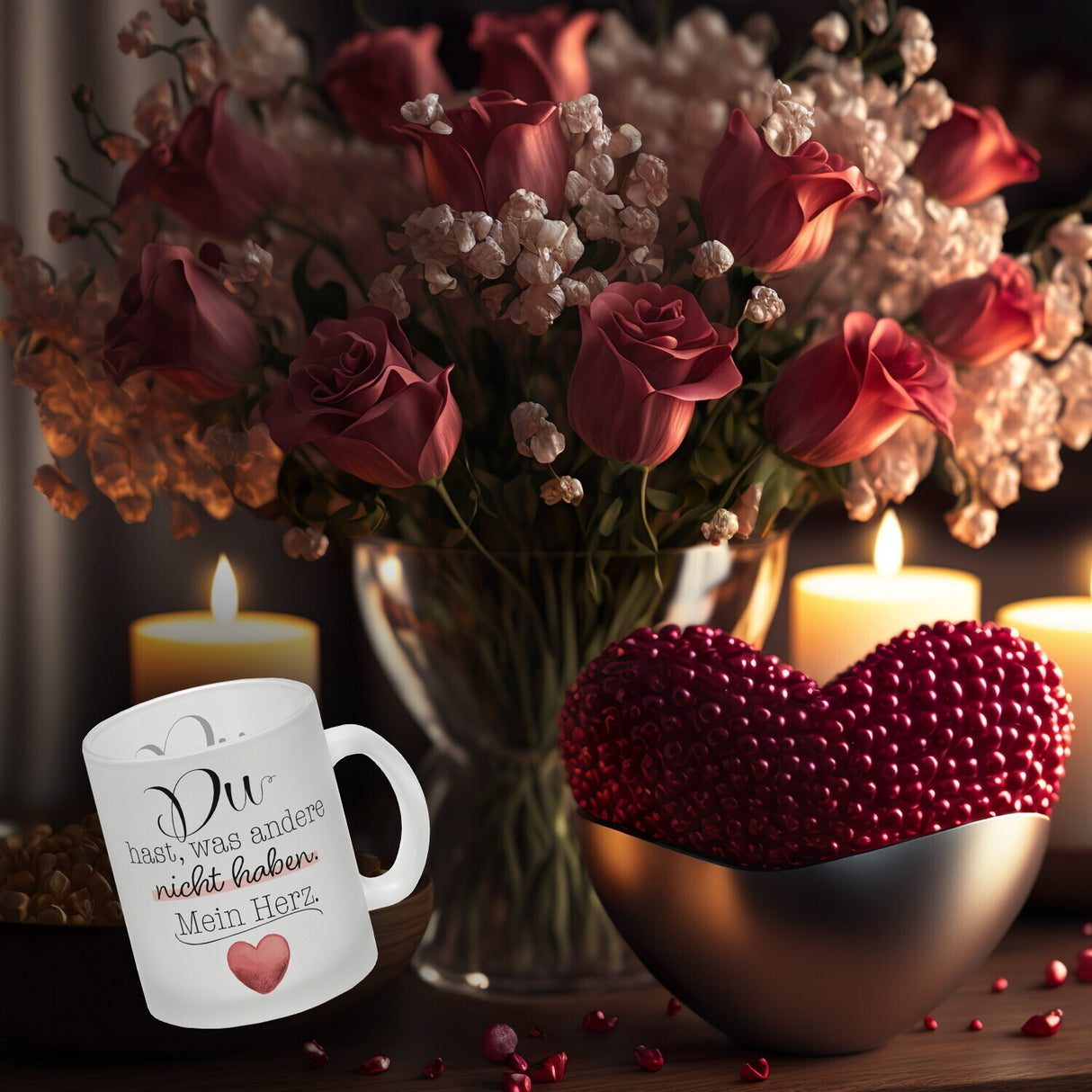 Herz Kaffeebecher mit Spruch Du besitzt mein Herz