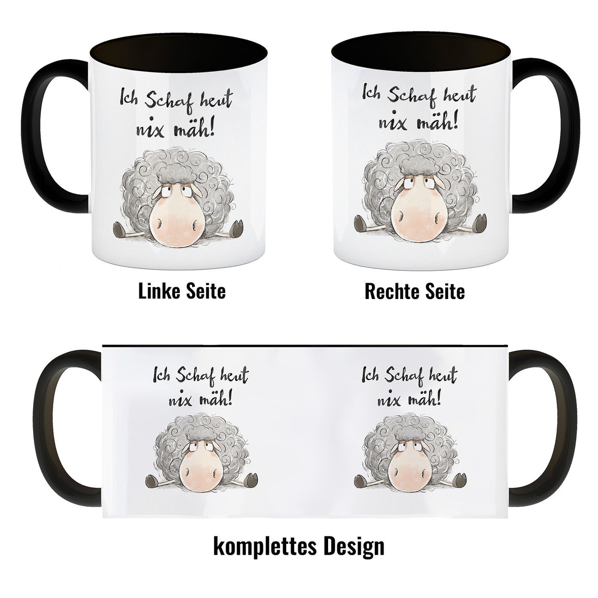 Schaf Kaffeebecher mit Spruch Ich Schaf heut nix mäh
