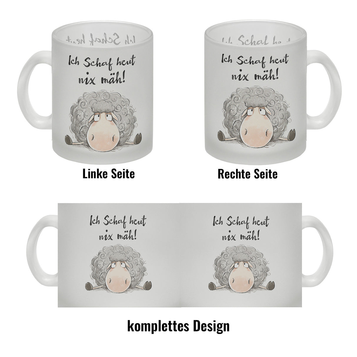 Schaf Kaffeebecher mit Spruch Ich Schaf heut nix mäh