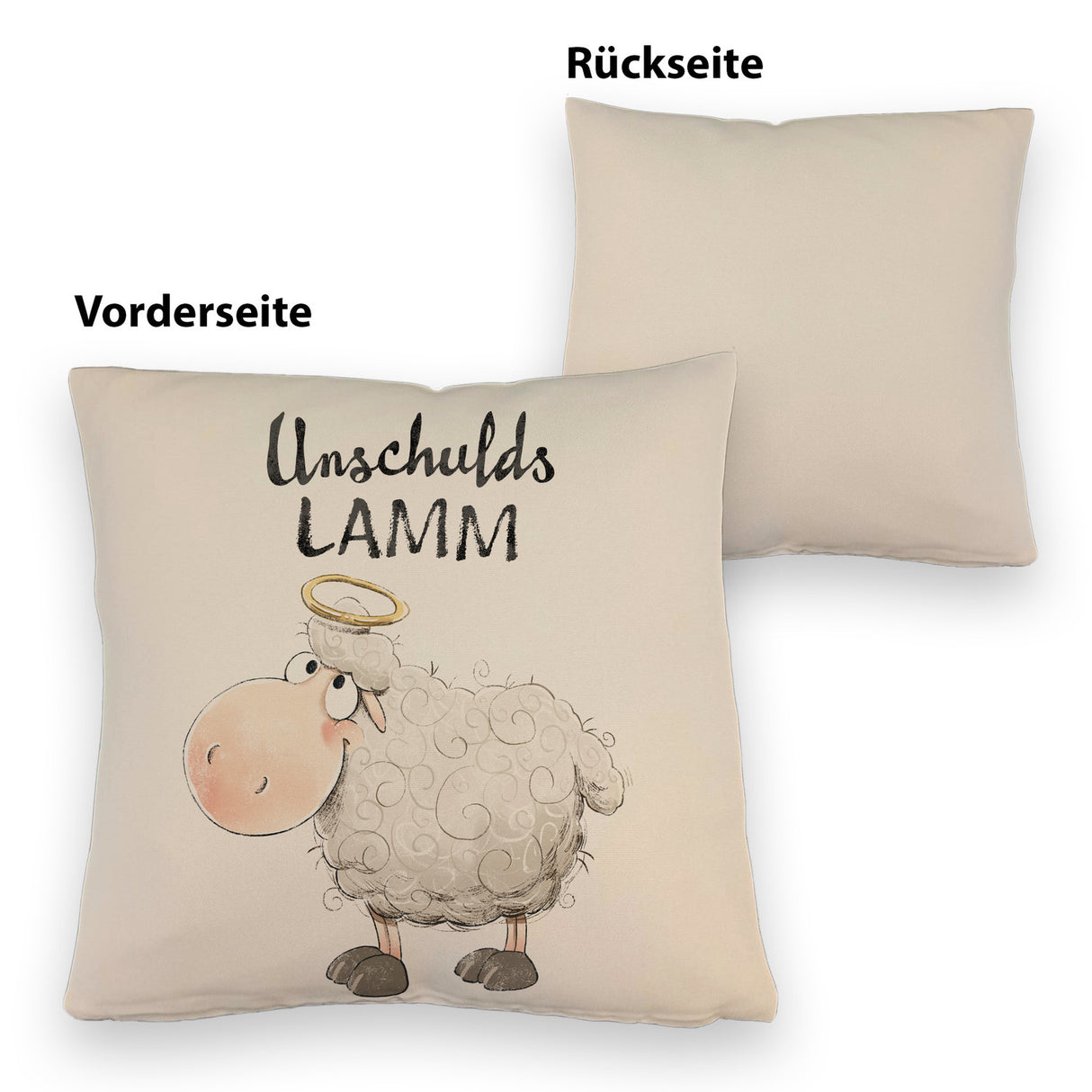 Schaf Kissen mit Spruch Unschuldslamm