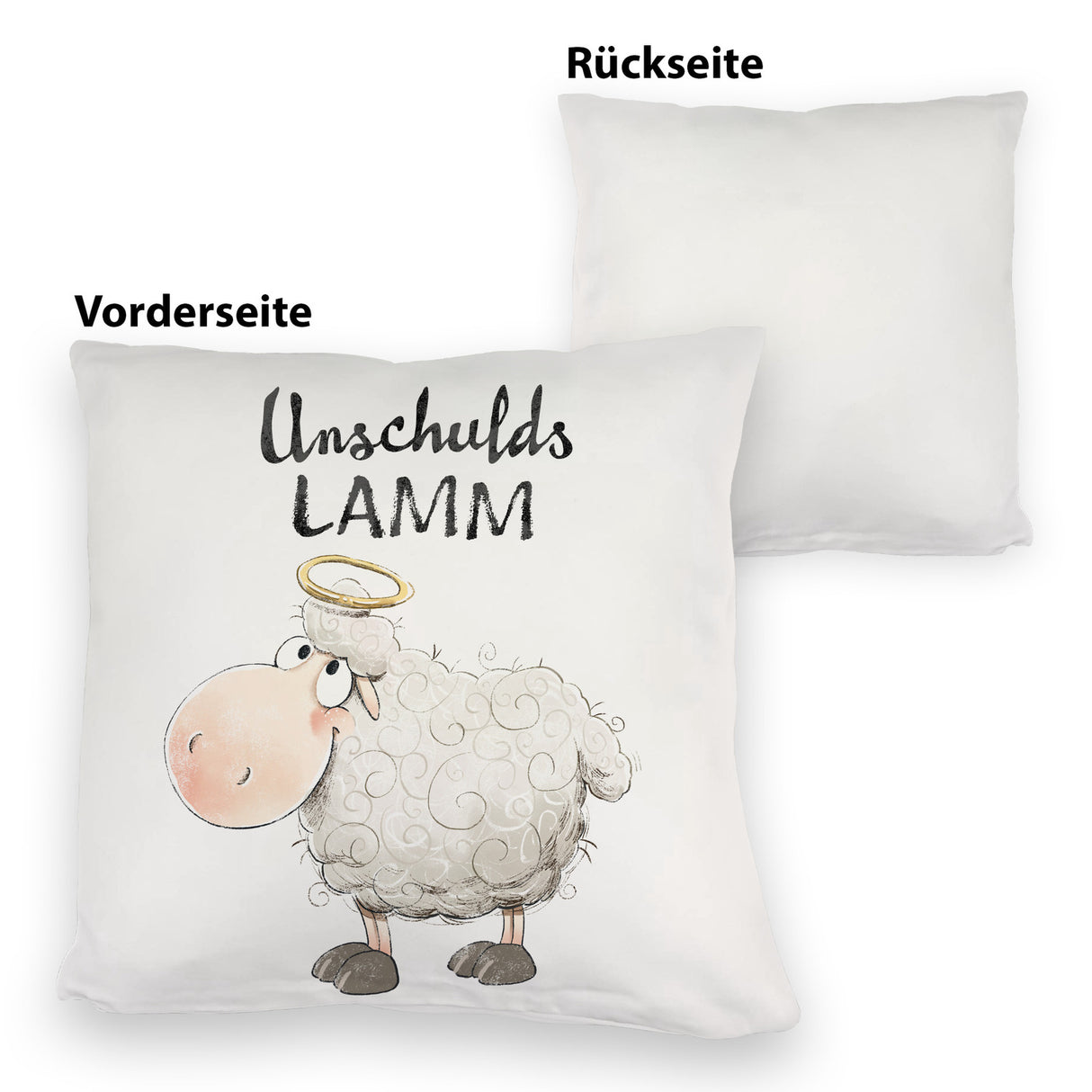 Schaf Kissen mit Spruch Unschuldslamm