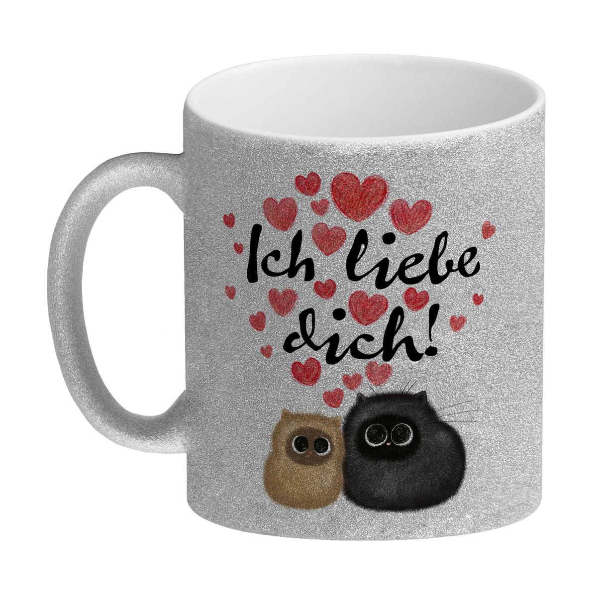 Knuffige Katzen Kaffeebecher mit Spruch Ich liebe dich