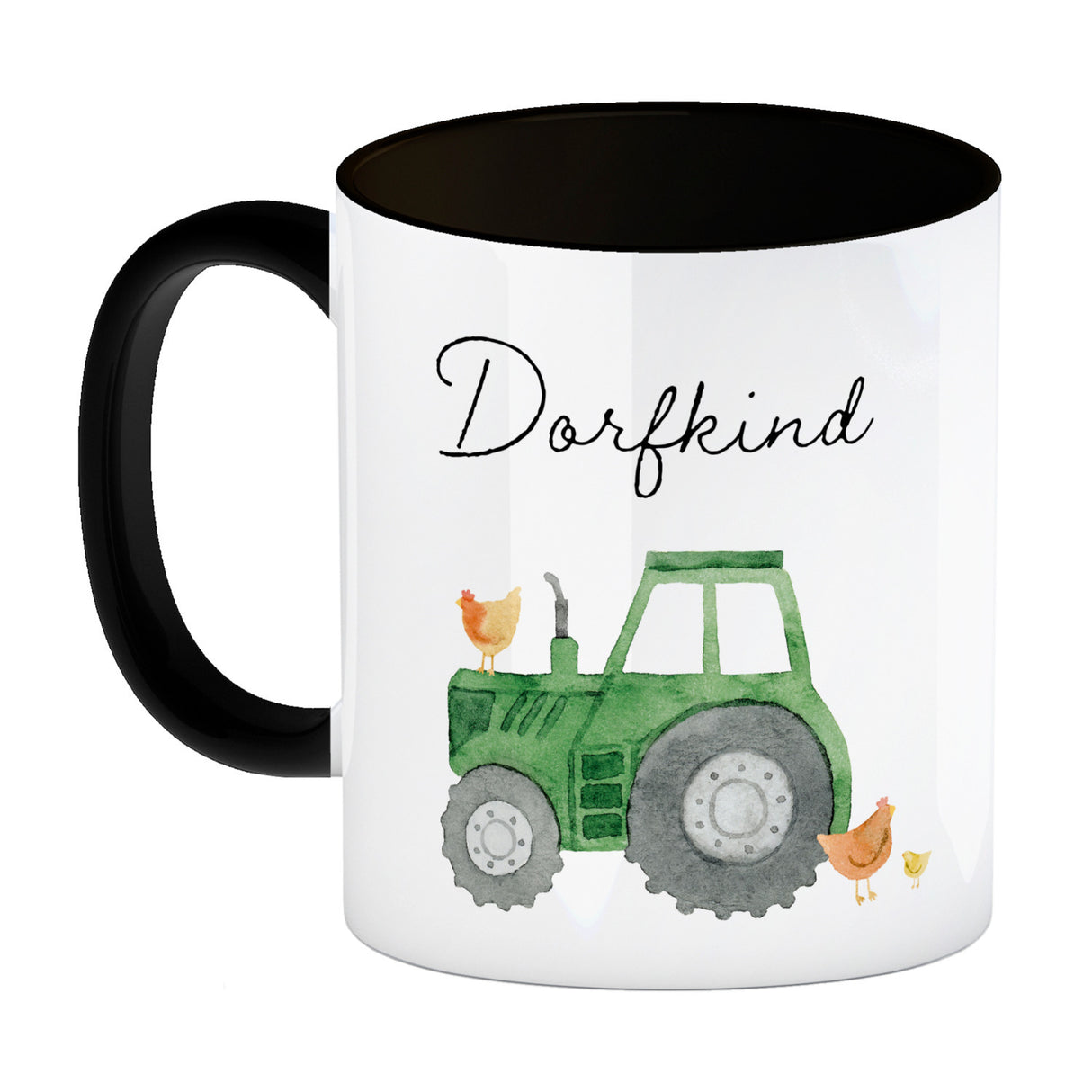 Dorfkind grüner Traktor Kaffeebecher