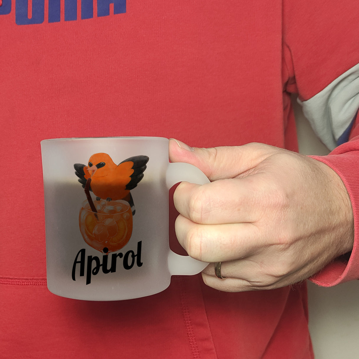 Vogel Priol Kaffeebecher mit Spruch Apirol