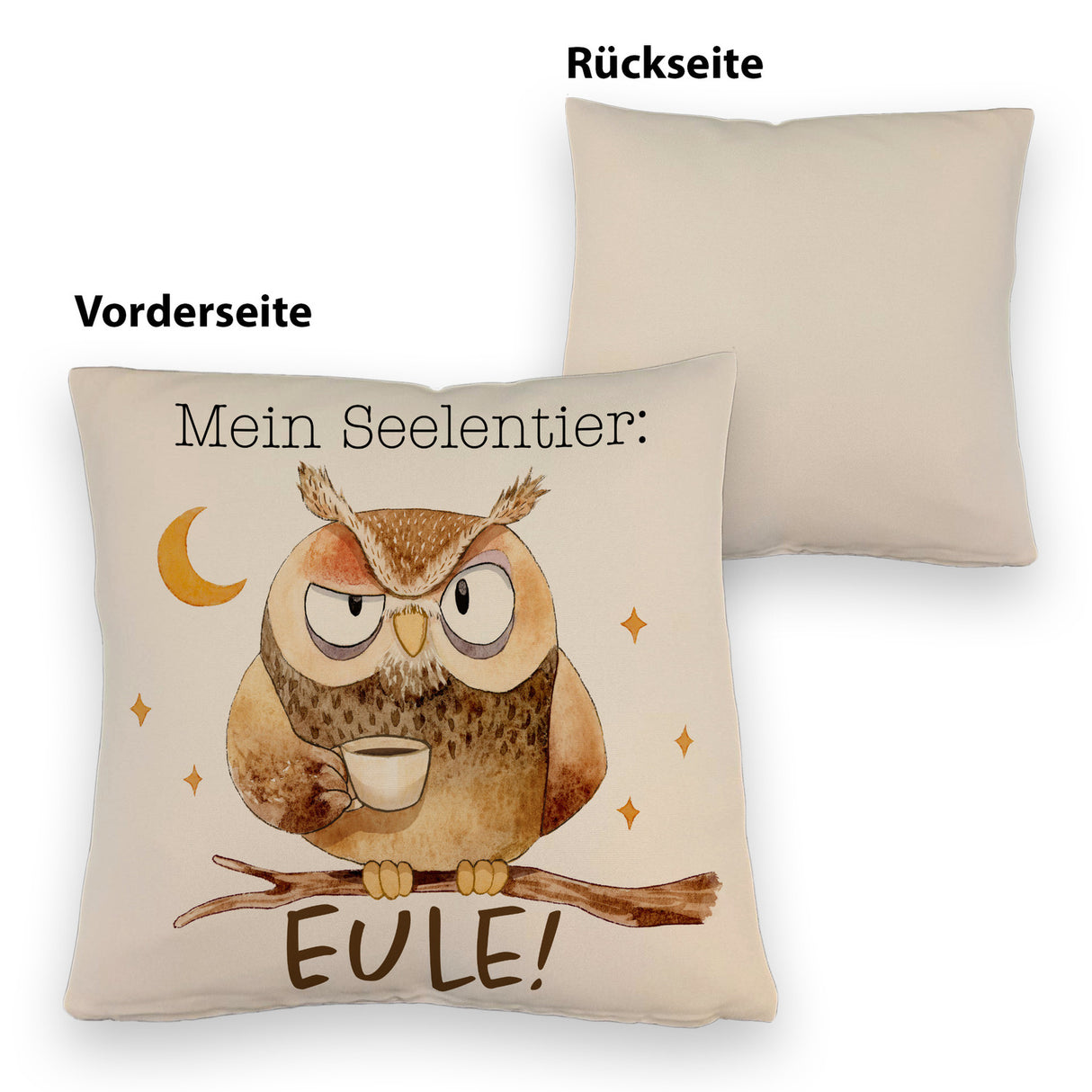 Eule Kissen mit Spruch Mein Seelentier Eule
