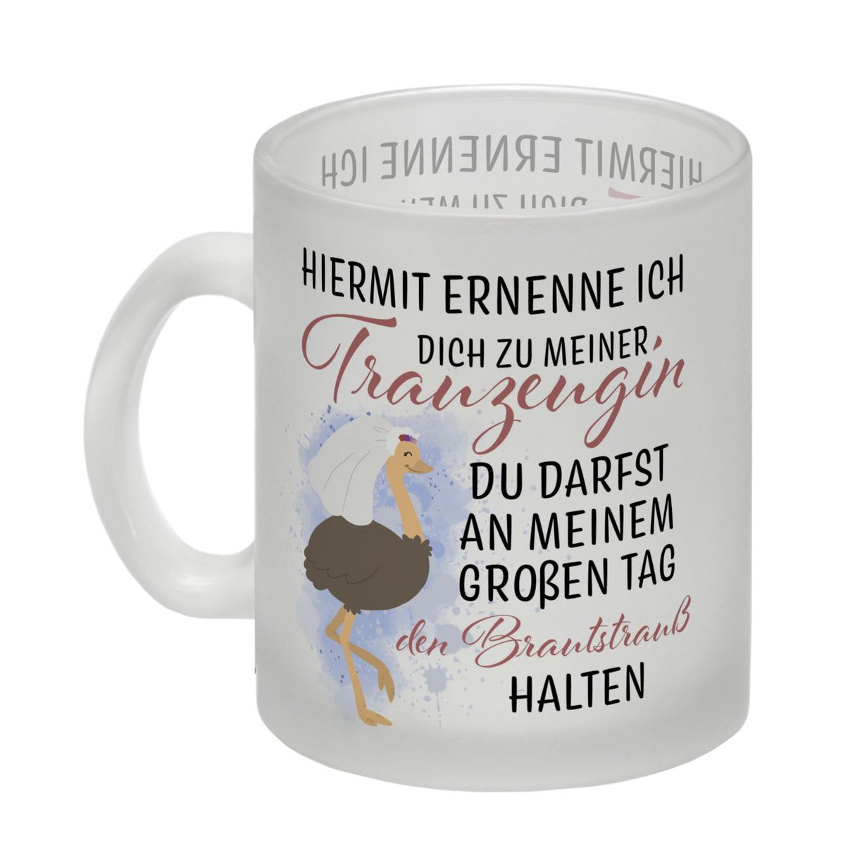 Trauzeugin Brautstrauß Kaffeebecher mit Vogelstrauß