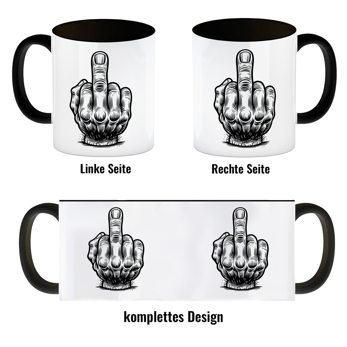 Mittelfinger Comic Kaffeebecher