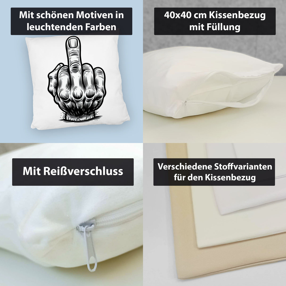 Mittelfinger Comic Kissen