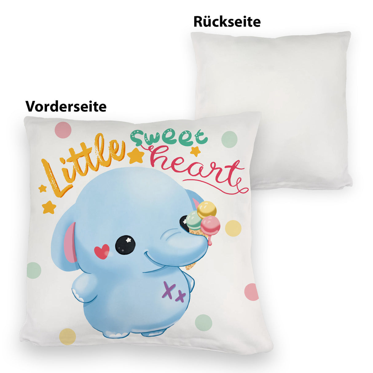 Elefant Kissen mit Spruch Little sweetheart