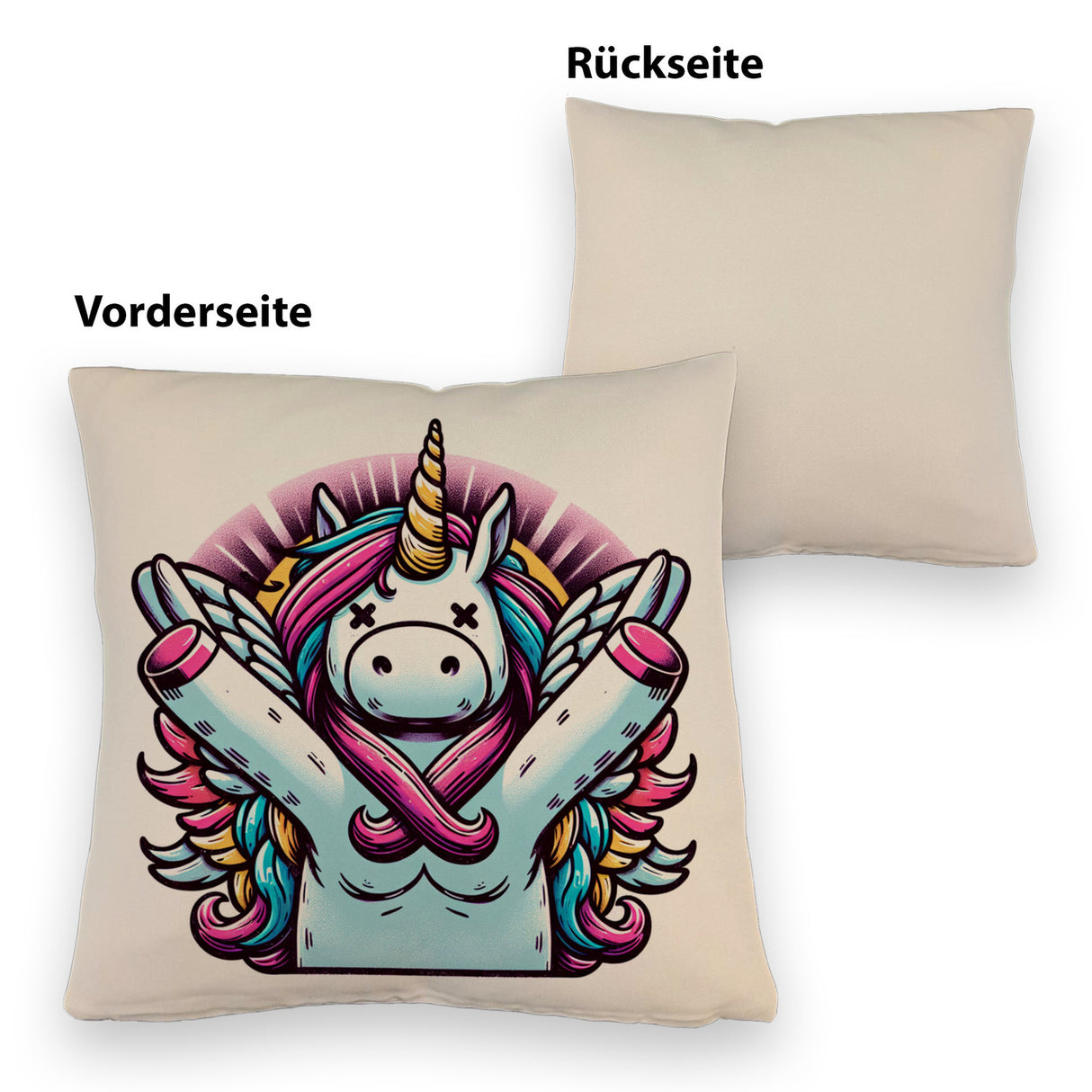 Grimmiges Einhorn Kissen
