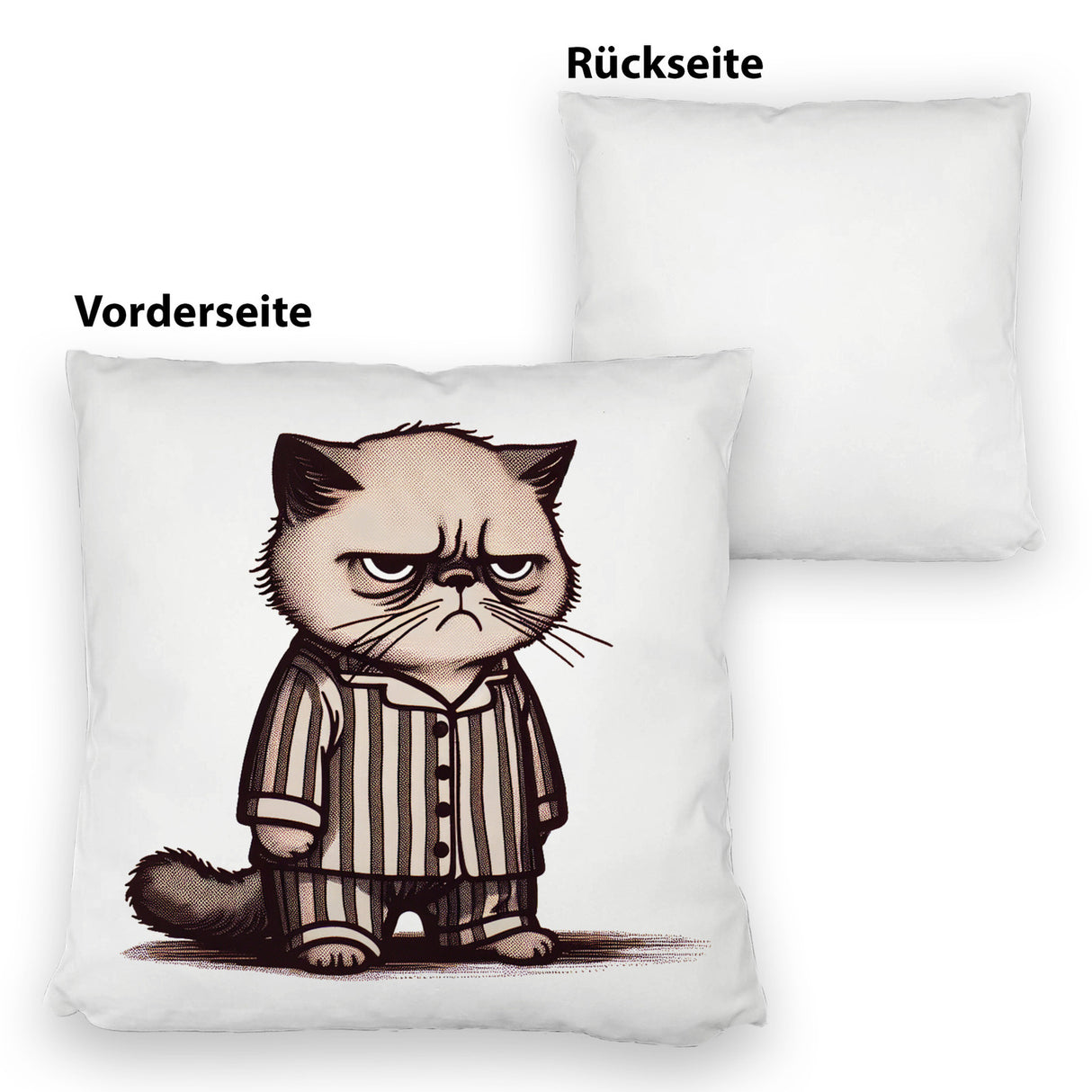Grimmige Katze im Schlafanzug Kissen