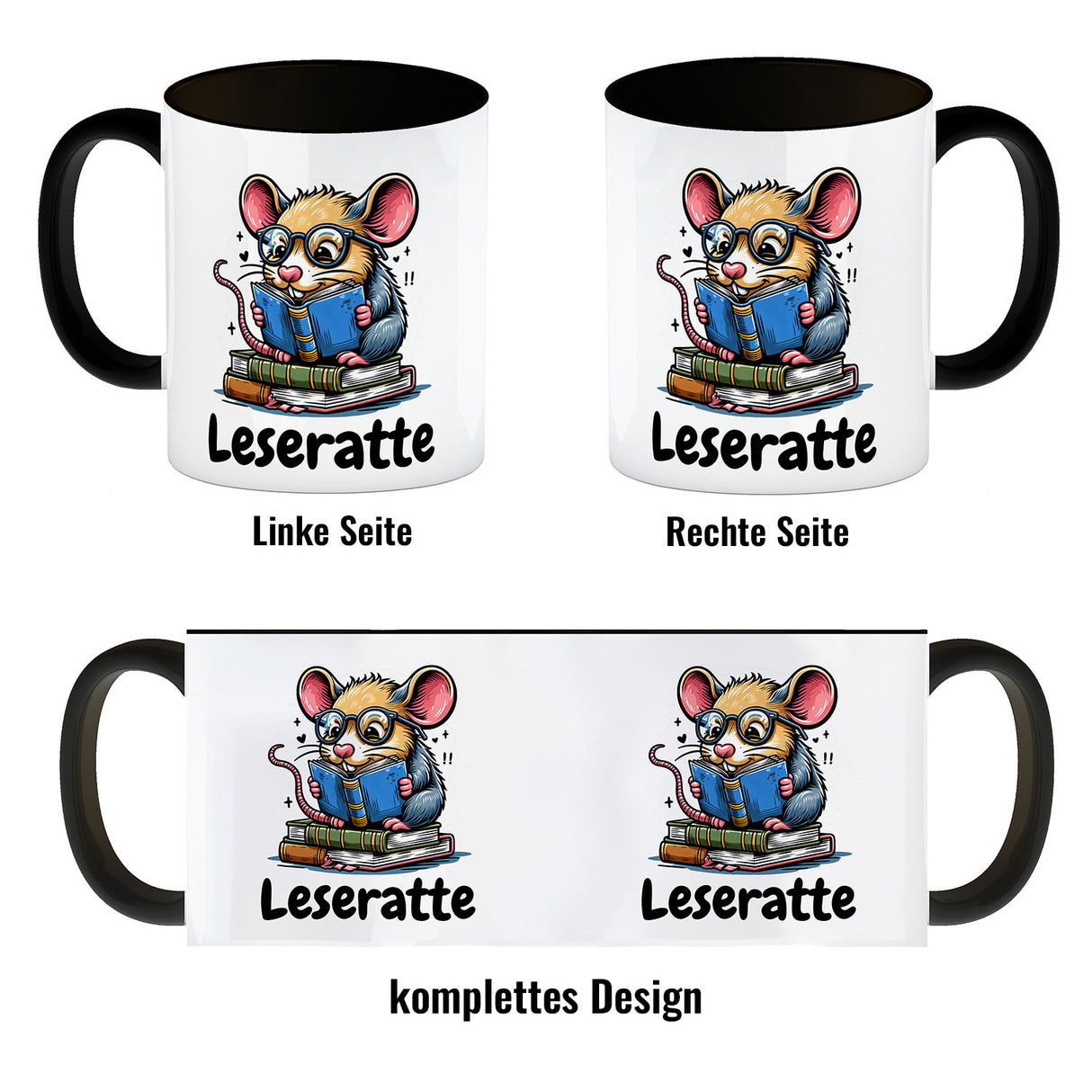 Leseratte Kaffeebecher mit Spruch Leseratte