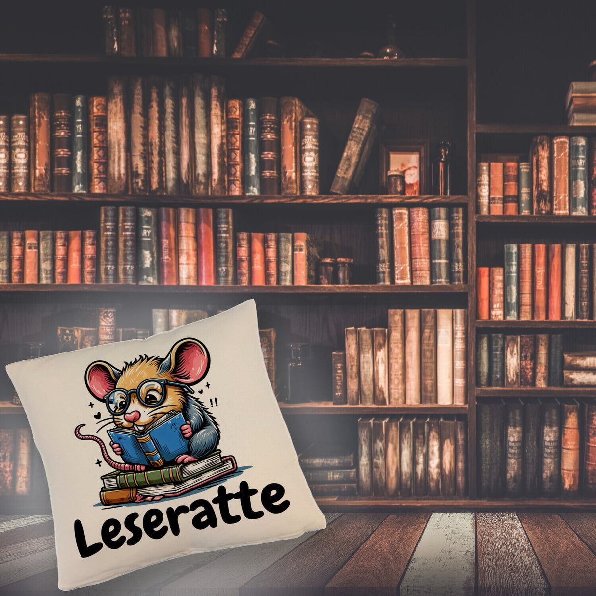 Leseratte Kissen mit Spruch Leseratte