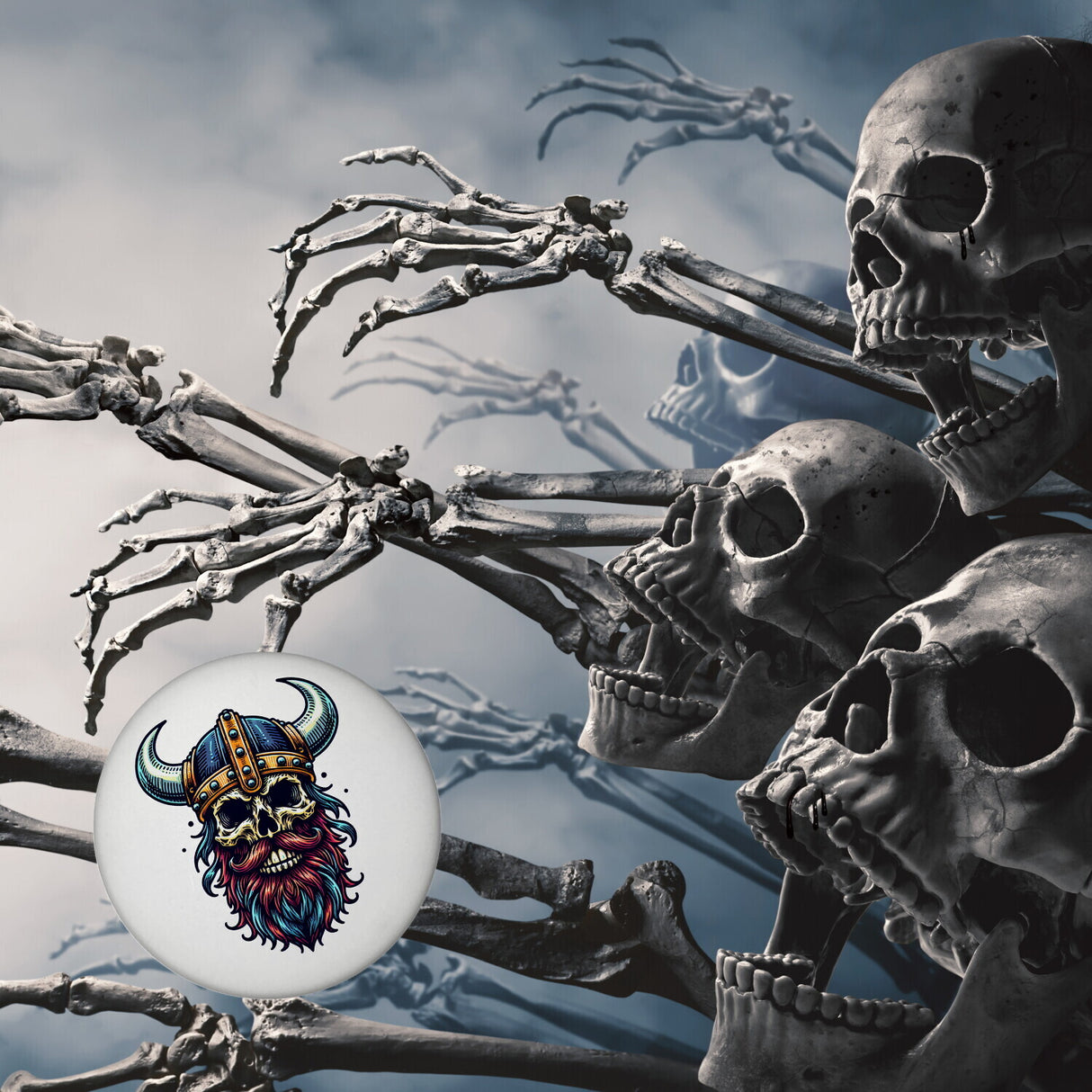 Totenkopf Wikinger Magnet rund rund