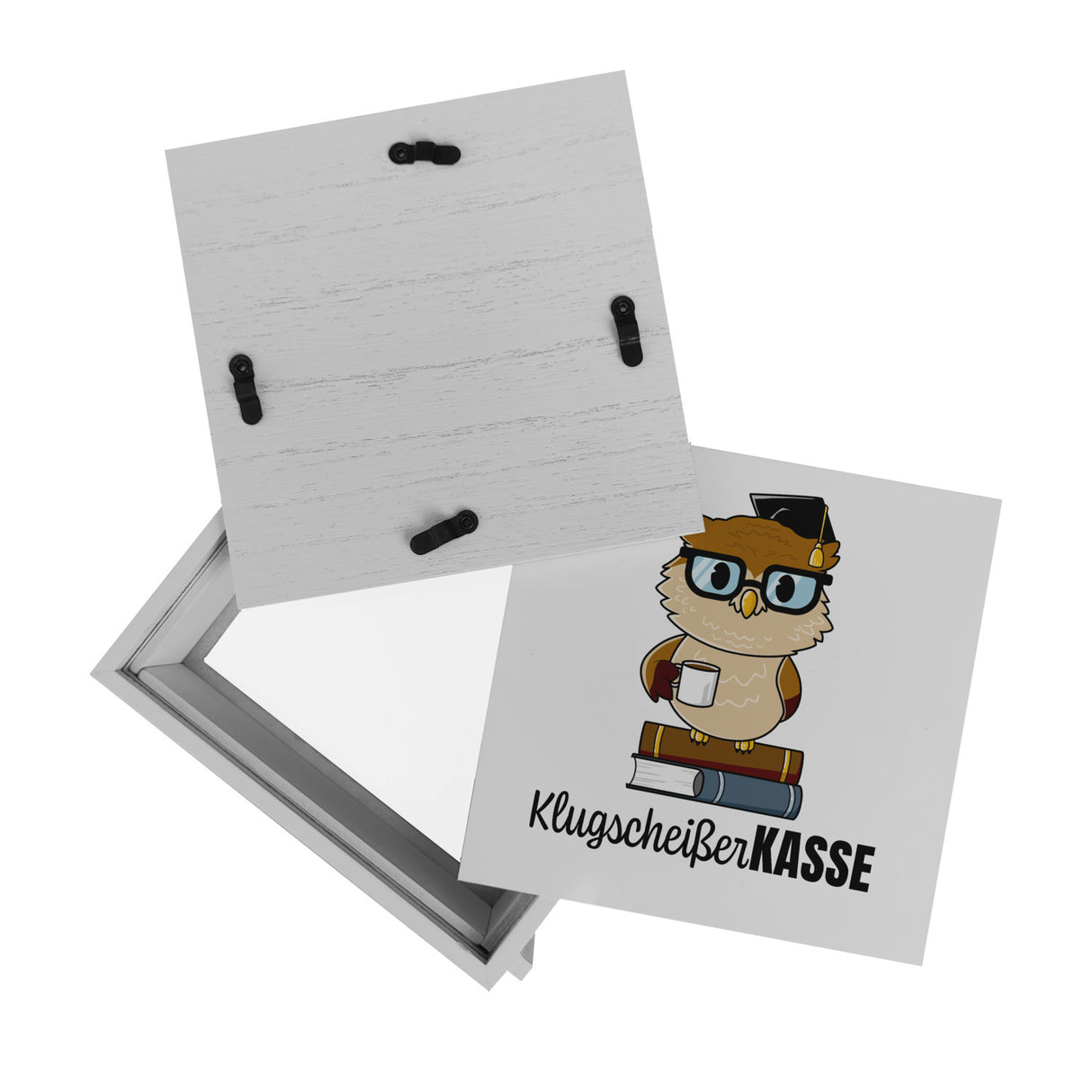 Eule Spardose mit Spruch Klugscheißer-Kasse